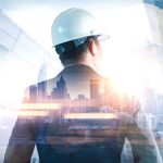 Home the,double,exposure,image,of,the,engineer,standing,back,during